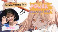 [Drawing Colouring] Cantiknya Jennie BlackPink di Dunia Chainsaw Man 🖤💖