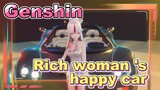 Rich woman 's happy car