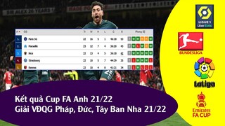 KẾT QUẢ CUP FA ANH, GIẢI VĐQG PHÁP ĐỨC TÂY BAN NHA VÒNG 23