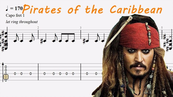 Pirates of the Caribbean 加勒比海盗 主题曲  指弹吉他谱 附吉他谱下载