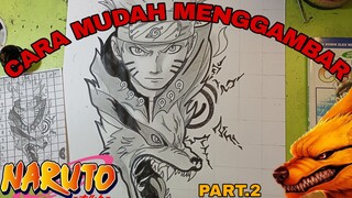 cara mudah menggambar anime Naruto,kurama part.2