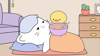 The duck takes care of the sick kitten｜ASMR animation
