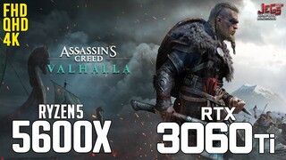 Assassin's Creed Valhalla on Ryzen 5 5600x + RTX 3060Ti 1080p, 1440p, 2160p benchmarks!