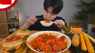 Mukbang humberger với mỳ cay #mukbang #mukbangASMR