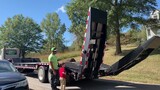 First time loading the Hyundai hx140 on the new lowboy trailer