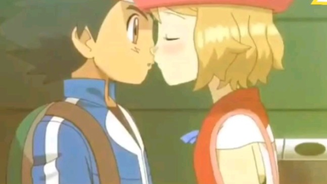 pokemon ash and serena kiss