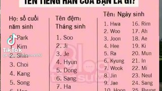 tên tiếng hàn của bạn