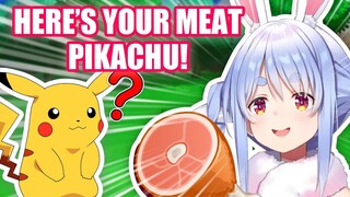 Pekora trying to Feed Meat to Pikachu 【Hololive English Sub】