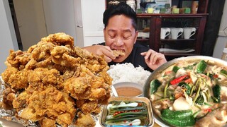 SUPER CRISPY CHICKEN "PERPECHO"!!! PORK SINIGANG AT BURONG MURANG SIBUYAS!!! Filipino Food. Mukbang!