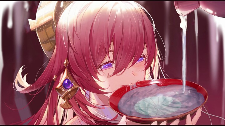 Yaegamiko drinking water!