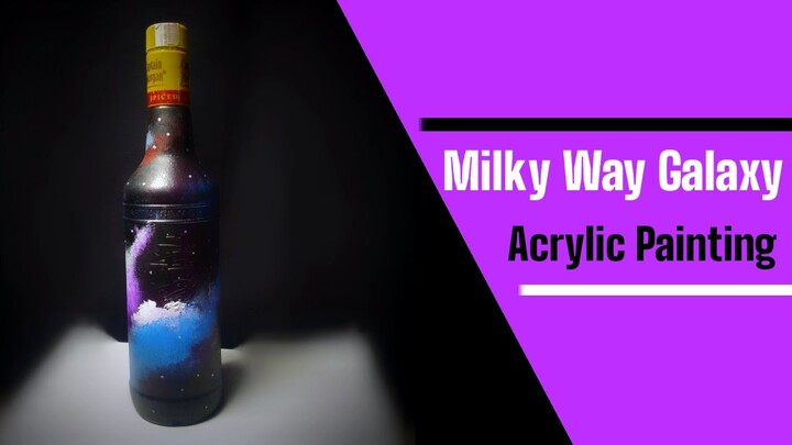 Cara melukis di botol kaca | Milky Way Galaxy Acrylic Painting