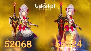 Genshin Impact - Noelle Wolf's Gravestone R2 vs Serpent Spine R1 Damage Comparison