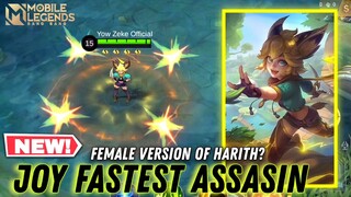 NEW HERO JOY | HARITH FEMALE VERSION |MLBB JOY NEW HERO | FASTEST ASSASIN IN ML