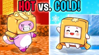 LANKYBOX Plays The HOT vs COLD Challenge in MINECRAFT!