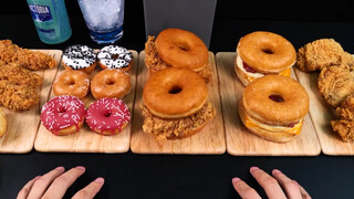 Donat KFC Burger Ayam Goreng & Donat Bacon Sandwich & Donat & Ayam Goreng.