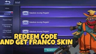 Redeem code and Get Franco special skin! - Game Center PH| Mobile Legends