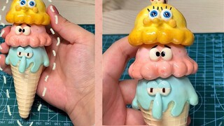 Batu Plastik Tanah Liat |. Jenga Es Krim Spongebob ~ Gaya Magnetik