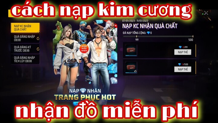 Free fire| cách nạp kim cương nhận 1 gói đồ miễn phí chỉ với 20k - cách nạp thẻ free fire