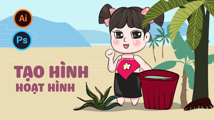 Cách vẽ hình hoạt hình cute với photoshop và illustrator bonart ( draw cartoons) | BonART