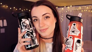 ASMR | Tracing & Tapping On My Stickers | Water Bottle, iPhone, Laptop, iPad