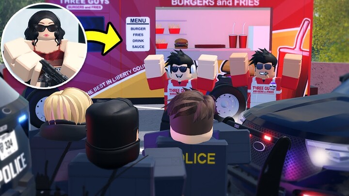Criminal ESCAPES Police INSIDE FOOD Truck..! | Liberty County (Roblox)