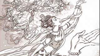 Dancing to the sound of the jade flute, the fairy-like figure is like a painting