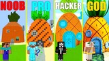 MINECRAFT BATTLE: NOOB vs PRO vs HACKER vs GOD: SPONGEBOB HOUSE CHALLENGE in MINECRAFT