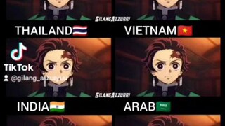 Tanjiro Dub Arab, Thailand, India, Vietnam, Indonesia, Malaysia, English