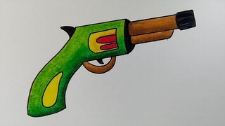 Cara menggambar pistol || Menggambar dan mewarnai senjata api