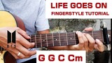 Fingerstyle Tutorial | Life Goes On | BTS | Easy Chords | Step by Step