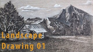 01 "Forsaken Home"  Landscape Graphite Drawing | JK Art