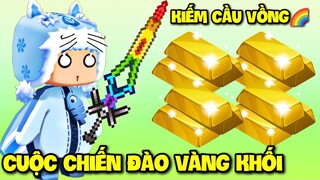 MINI GAME CUỘC CHIẾN ĐÀO TRÁI TIM MEOWPEO THỬ THÁCH CHẾ TẠO KIẾM CẦU VỒNG GÁNH TEAM TRONG MINI WORLD