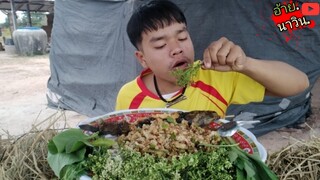 ส้มแข่วตำกล้วยตานีกินใสกับปิ้งปลาดุกแก้มผักแซ่บอีหลีคับ*อ้ายนาวิน.