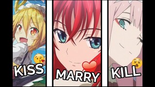 Anime Waifu Kiss Marry Kill 2 Year Anniversary Special