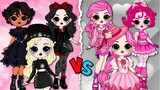 BLACK vs PINK Disney Princess, Encanto & Mommy Long Legs / DIYs Paper Dolls & Crafts