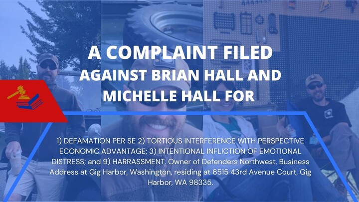 A complaint filed against Brian Hall and Michele Hall