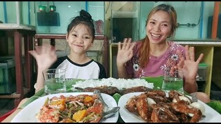 GINATAANG ALIMASAG SA KALABASA ,ADONG CHICKEN WINGS WITH BOILED EGG AT FRIED TILAPYA