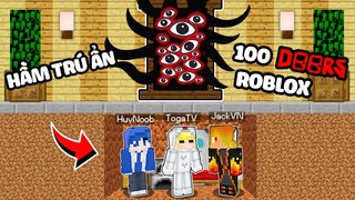 TÔ GÀ THỬ THÁCH 24H XÂY HẦM TRÚ ẨN CHỐNG QUÁI VẬT 100 DOORS ROBLOX TRONG MINECRAFT*100 CÁNH CỬA