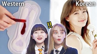 Western VS Korean, Sanitary Pad Commercials! (Korean And Western Teen Reaction)