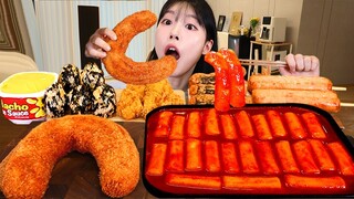 ASMR MUKBANG| 직접 만든 떡볶이 킬바사 소세지 양념치킨 김밥 먹방 & 레시피 FRIED CHICKEN AND Tteokbokki EATING