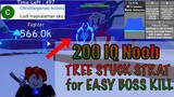 200 IQ Noob gets BOSS Stuck in a tree and beat it using Water Grimoire in Anime Fighting Simulator