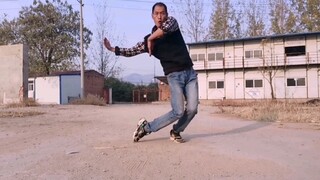 Childhood memories, the country uncle taught himself soft break dance when he was young. Now there a