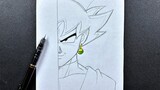 Anime sketch | how to draw black goku half face easy step-by-step