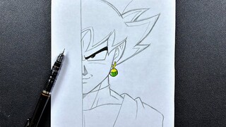 Anime sketch | how to draw black goku half face easy step-by-step