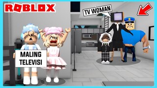 Aku Dan Adiku Bersama Pak Polisi Barry Menangkap TV WOMAN Di Roblox Brookhaven ft @Shasyaalala