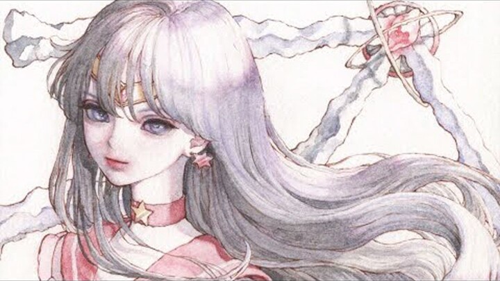 SailorMars-สีน้ำโปร่งใส メイキング-LineDrawing-セーラームーン-Watercolor