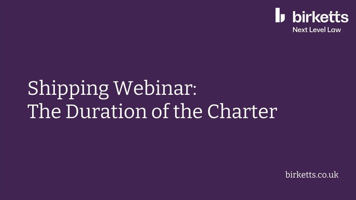 Shipping Webinar - The Duration of the Charter