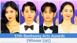 57th Baeksang Arts Awards 2021 Full Winner's List🔥😍 😍