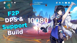 Yelan C0 F2P DPS & Support Both Builds