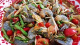 ตำกุ้งสด ใส่ปลาร้า กุ้งสดกรอบเด้งมาเต็มถาด อร่อยยกซด/Papaya Salad with raw Shrimps Thai food recipes